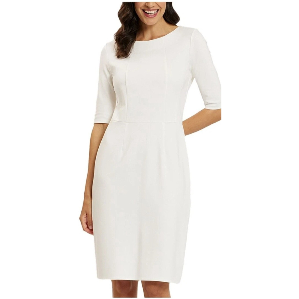 New $248 Jude Connally Women's Cream Monique Sheath Dress Knee-length Size Small